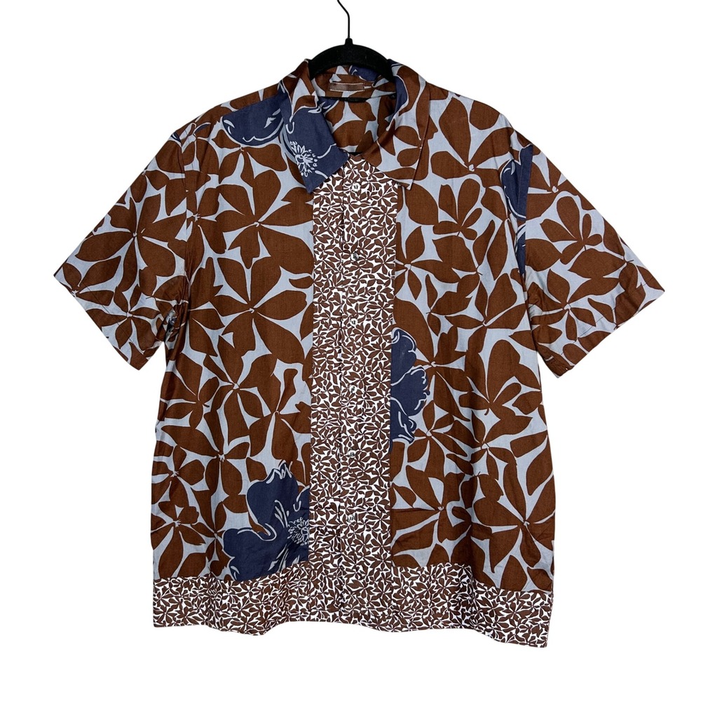 PS Paul Smith Camp Shirt Mens XL Hawaiian Floral Leaf Button Down Cotton Euro